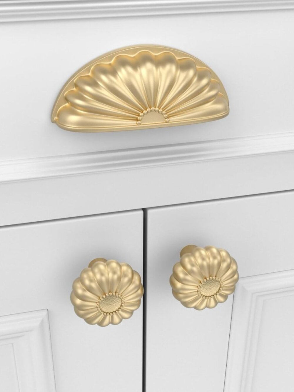 Goldenwarm 6 Pack Gold Cabinet Handles Drawer Pulls Finger Edge Pull, 3", moon